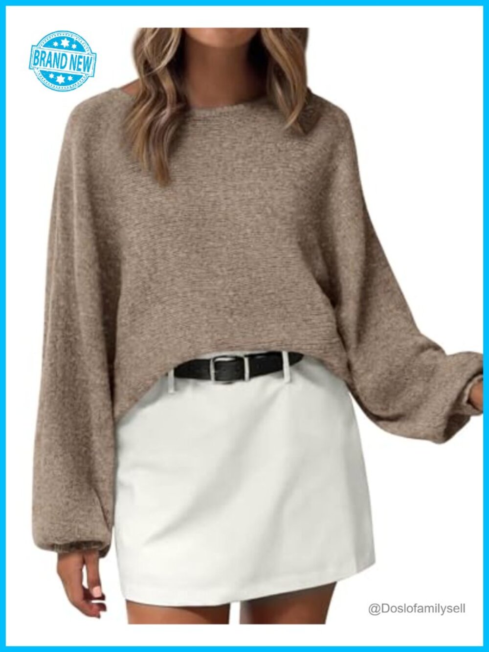 Oversized Boat Neck Sweater with Batwing Sleeves Soft Knit Pullover